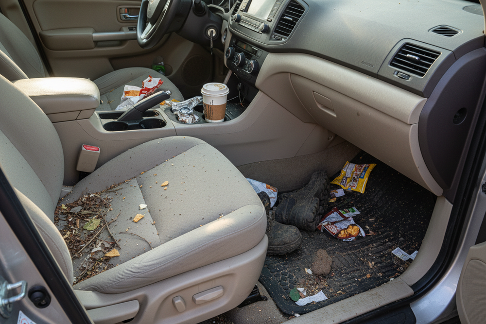 Before - Messy Car Interior